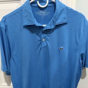 Vineyard Vines Blue Striped Golf Polo